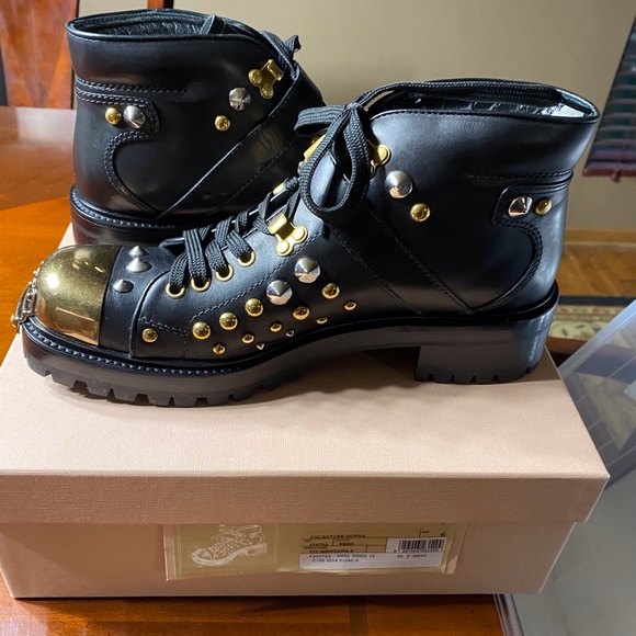 MIU MIU Studded Combat Boot NEW Black size EU 40 - Picture 6 of 13